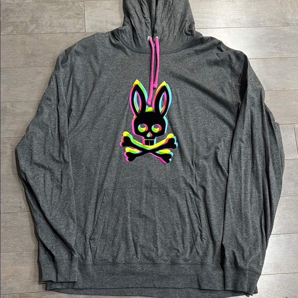 Mens Psycho Bunny Grey Logo Hoodie XXL
